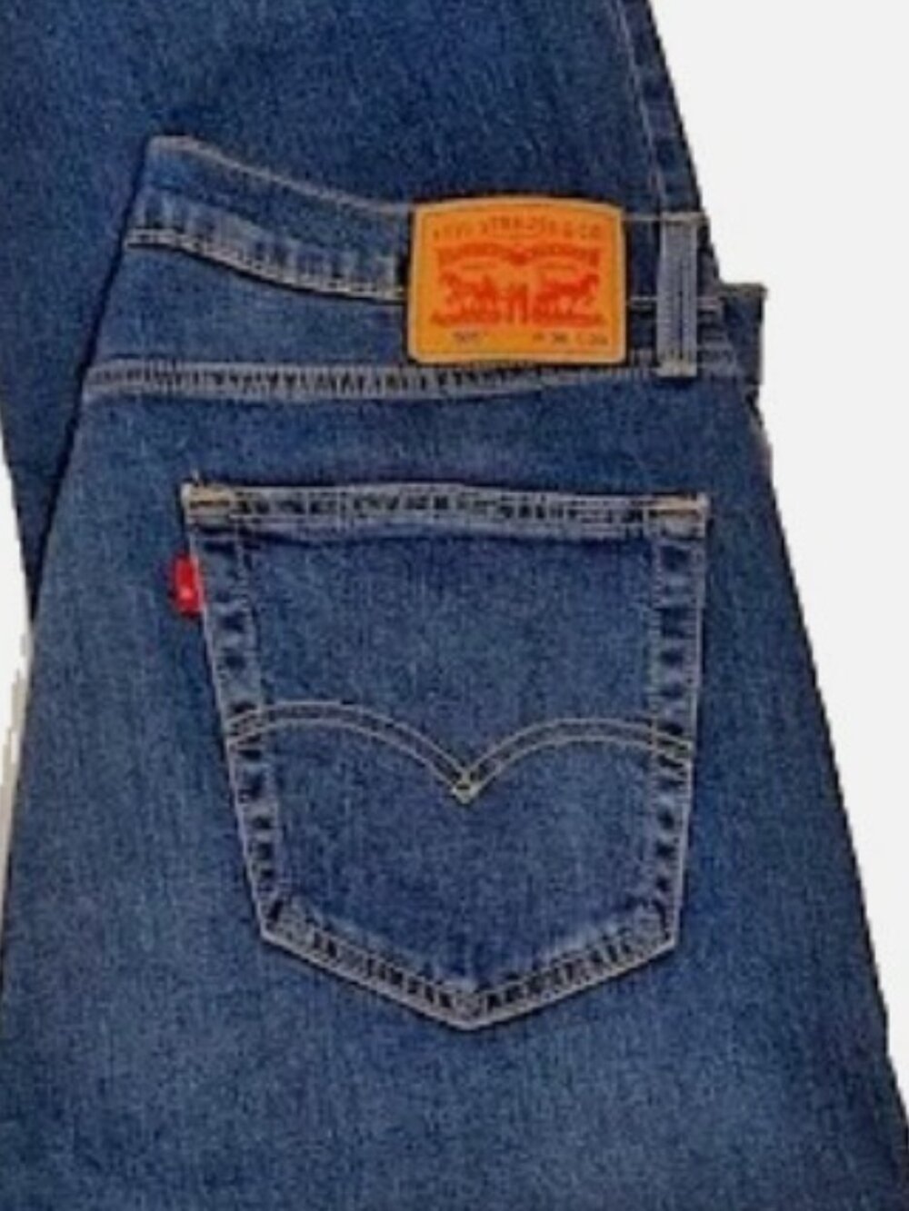 Levis 505 Regular Fit Jeans Mens Tag 36x30 Measures 38x27 Indigo Stretch Denim
